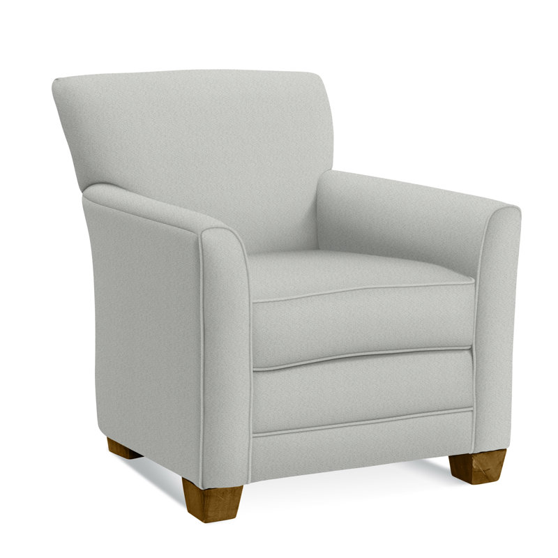 Buckley Upholstered Armchair, Havana Finish, Blue Chenille/Velvet Solid; 0913-61