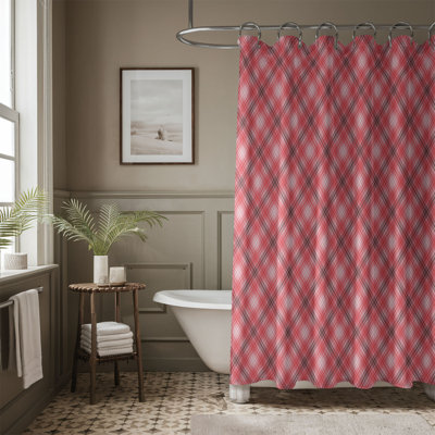 Burgundy Hearts- 1 Piece Standard Shower Curtain 0107