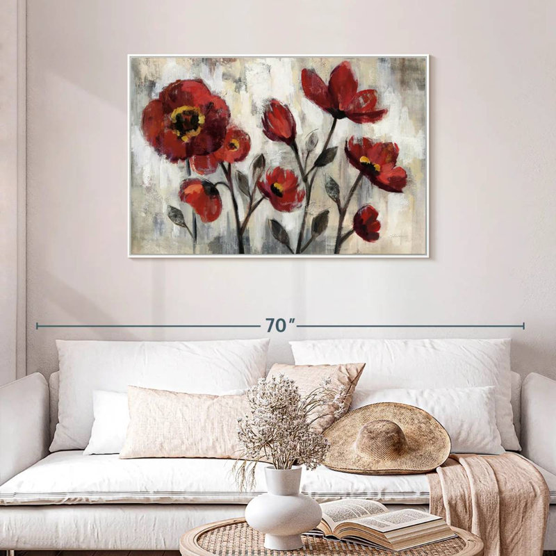 Simplicité florale, Cadre flottant blanc, 43 po x 29 po