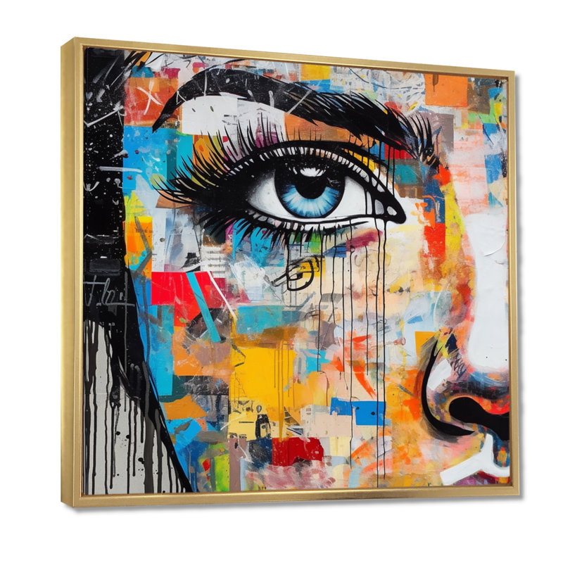 Art féminin, Portrait I - mode, art sur toile, H 44 po x l 44 po, Cadre flottant doré