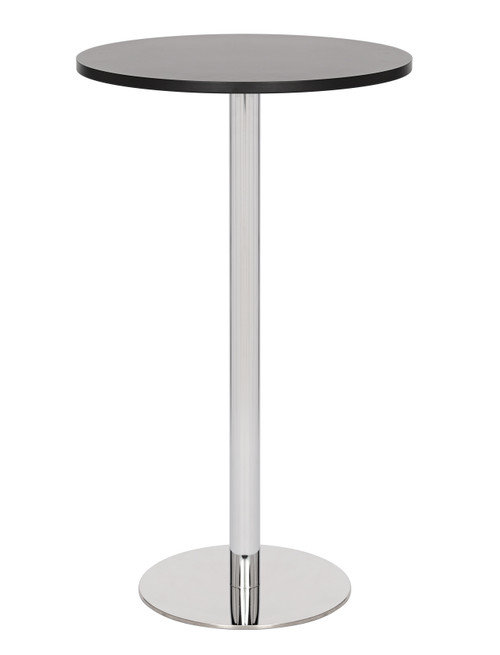Pine Round Metal Base Dining Table, Black