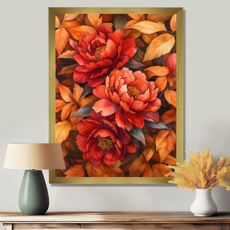 Blakeslee - Floral Wall Art Prints, 20" H x 12" W, Single Picture Framed Print, Gold