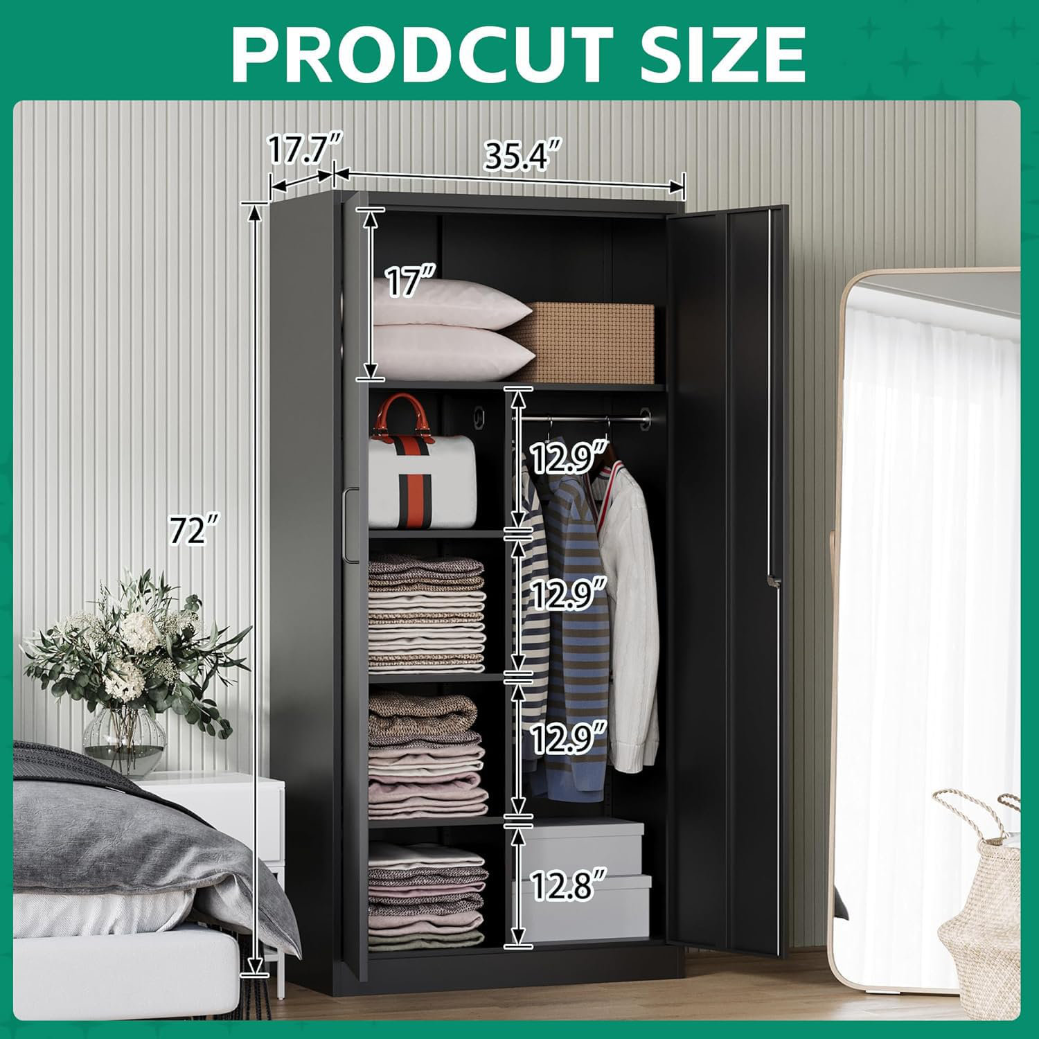 Brayden Studio Metal Storage Cabinets Locker With Lock Door, 72 ...