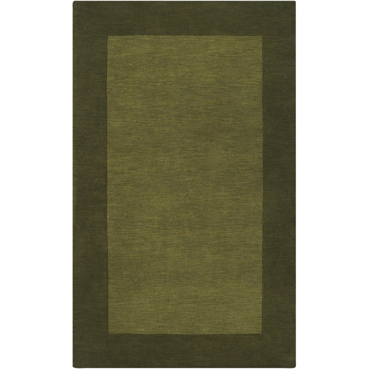 Dolma Handmade Hand Loomed Wool Dark and Hunter Green Rug