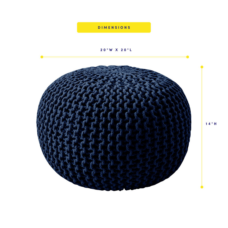 Round Pouf Foot Stool Ottoman By, Navy Blue