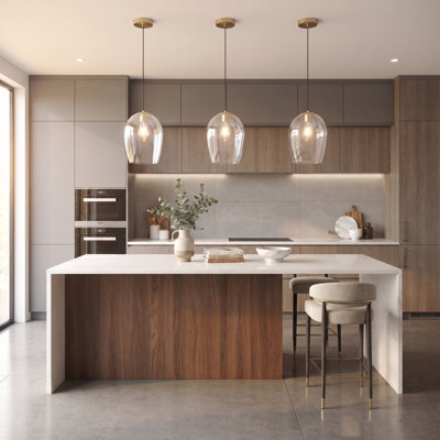 Brushed Brass Large Glass pendant