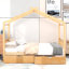 Lit plateforme double pleine grandeur avec deux tiroirs, tête et pied de lit, toit-2116476228