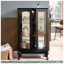 Black Lighted Curio Cabinet with Tempered Glass Doors - Mirrored Back Accent Display Cabinet with Adjustable Shelves for Home & Office