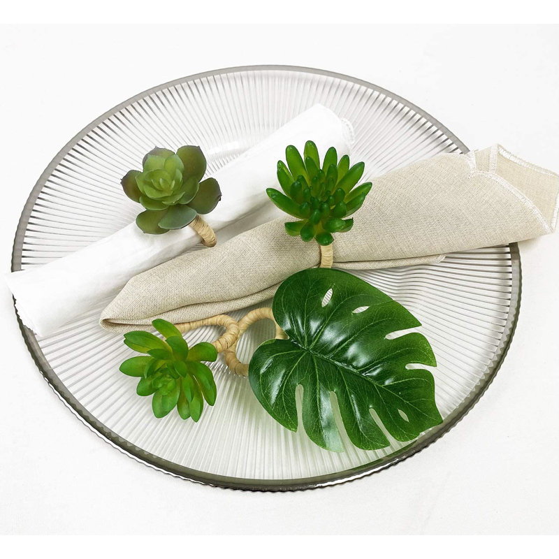 Rond de serviette décoratif Green Desert, lot de 4