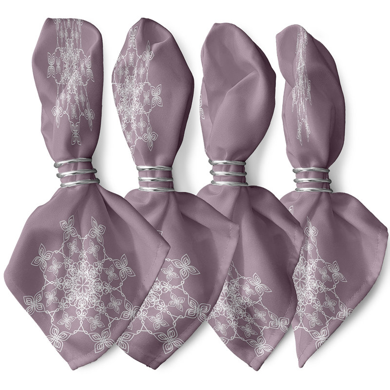 Polyester Geometric Square Napkin, Lavender