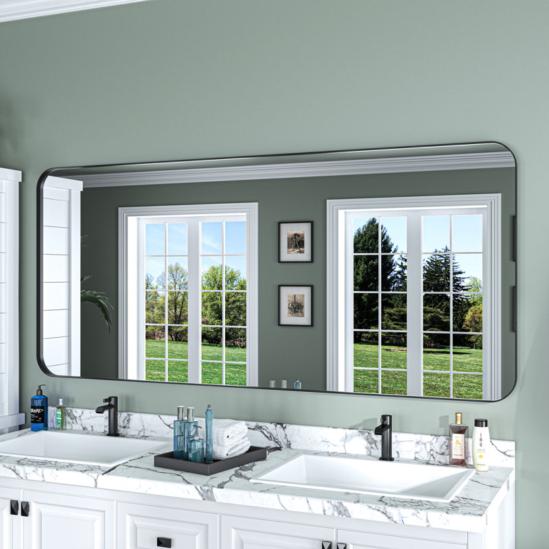 Miroir de salle de bain mural 40 po x l 32 po H, Noir mat, H 32 po x l 40 po