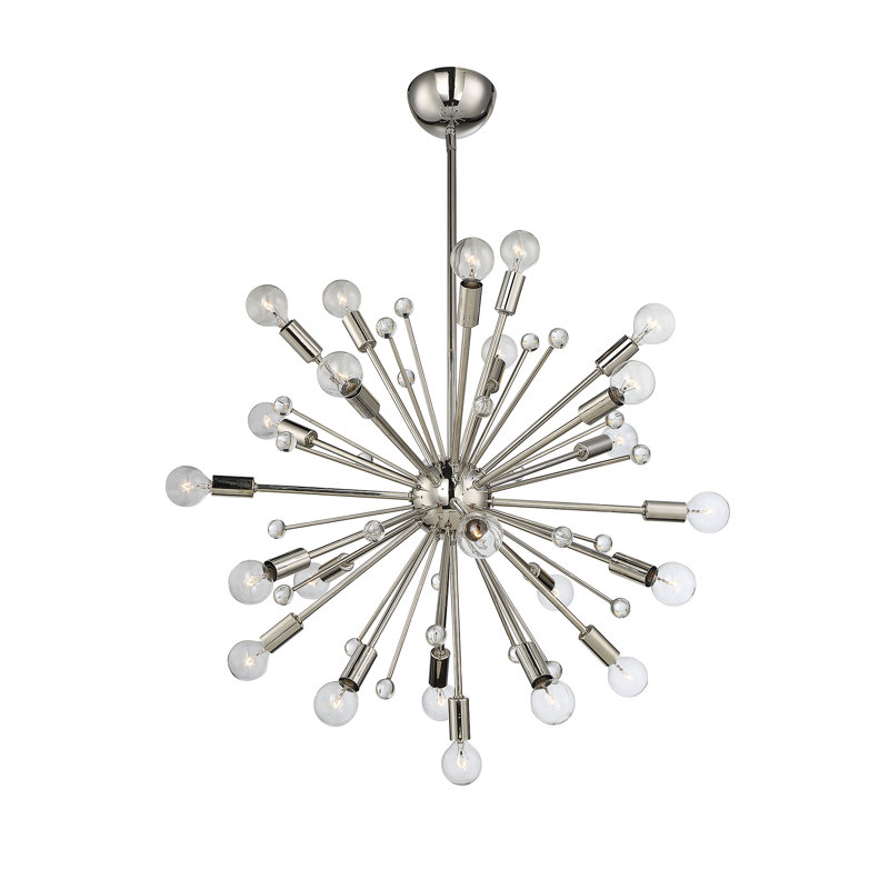 24-Light Chandelier, Nickel poli
