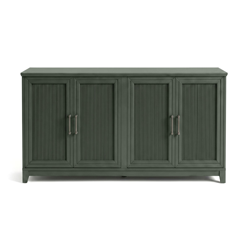 Meuble télé en bois massif à 4 portes Martha Stewart Bedford, Vert