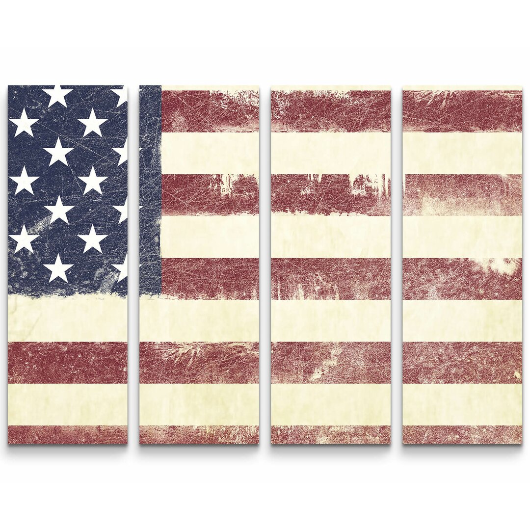 4-tlg. Leinwandbilder-Set USA Flagge