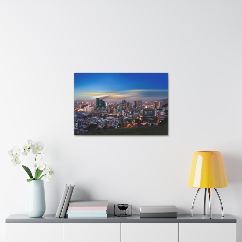 Toile de Cape Town Night Skyline, magnifique paysage urbain époustouflant, H 16 po x l 20 po