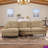 Crofford 107.1"W Chenille 3 seater sofa with One Ottoman and Removable Ruffles Pleats Skirts and Spindle Legs-782239530