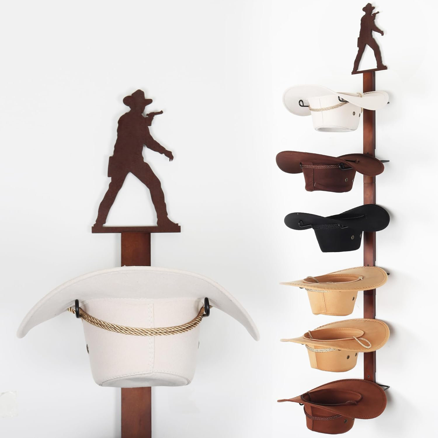 Western Decor Hat Rack Rebrilliant Cowboy Hat Rack Holder for Wall, Wild Western Style Design ...