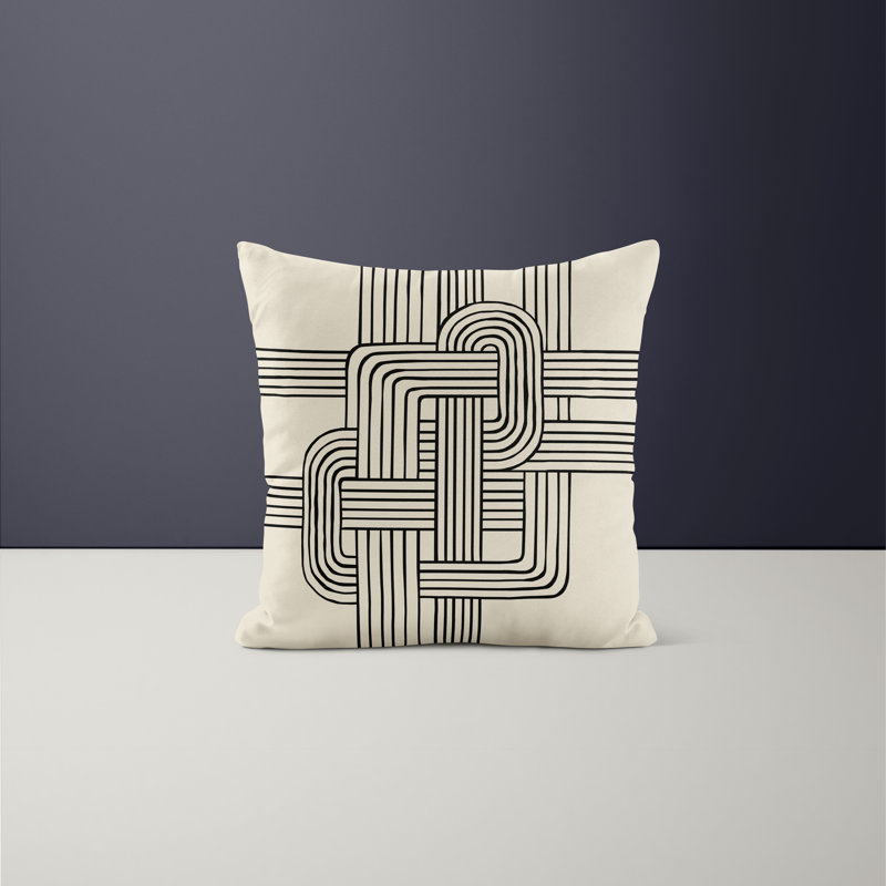 Jeté carré en polyester intérieur / extérieur, Noir, L 19 po x H 19 po