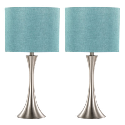 Lampe de table contemporaine en métal brossé 24 "en nickel brossé avec fil métallique argenté Lenuxe de Grandview Gallery - ensemble de 2