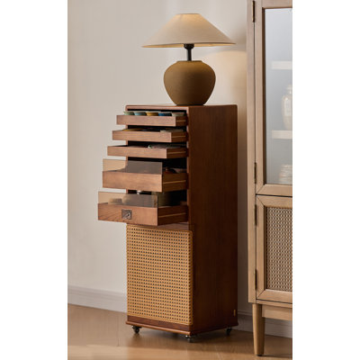 Armoire mobile en bois d'hévéa massif de style chinois avec plusieurs compartiments pour le rangement