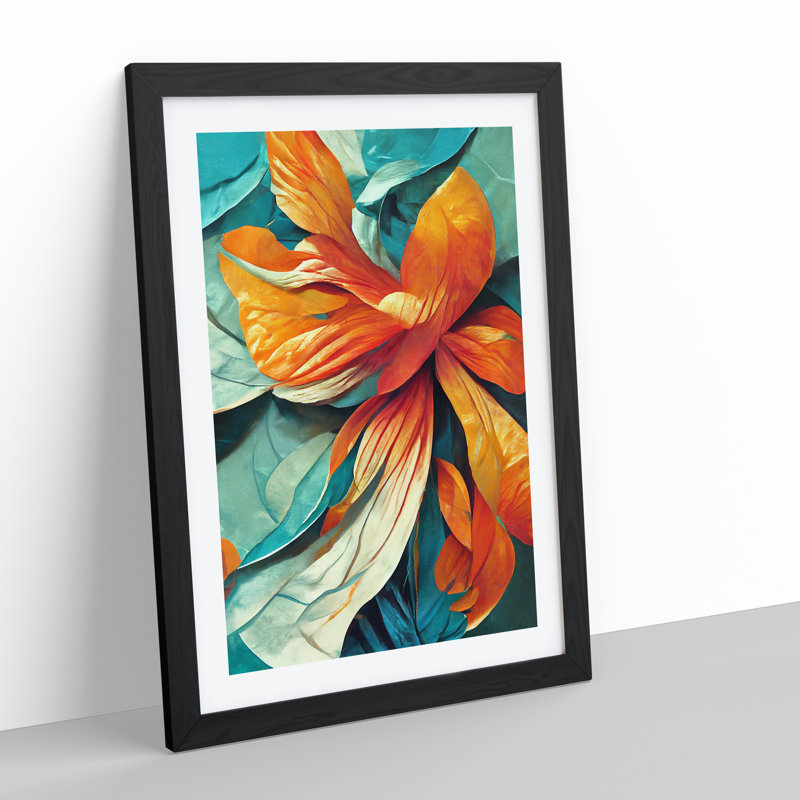 Flowers Abstract Art No.4 - Framed Print, 64cm H x 46cm W, Black