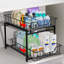  Rangement sous le lavabo à 2 niveaux, rangement sous l'armoire antirouille, étagère de tiroir coulissante polyvalente pour armoire de cuisine