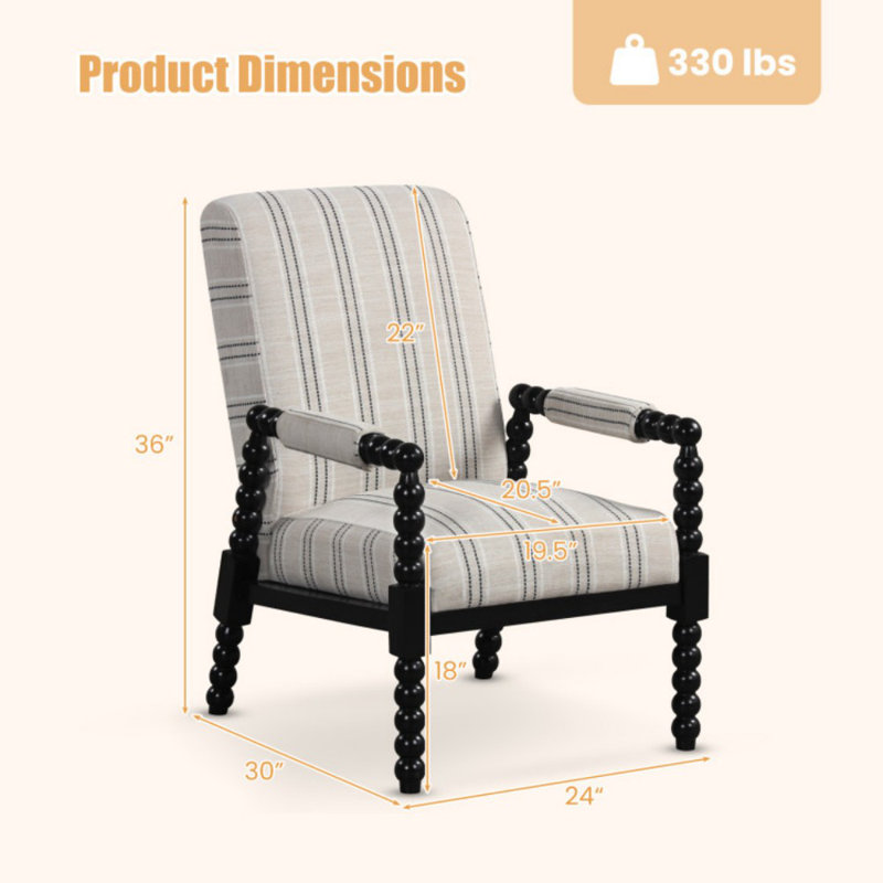 Chaise d'appoint rembourrée avec structure en bois d'hévéa pour le salon