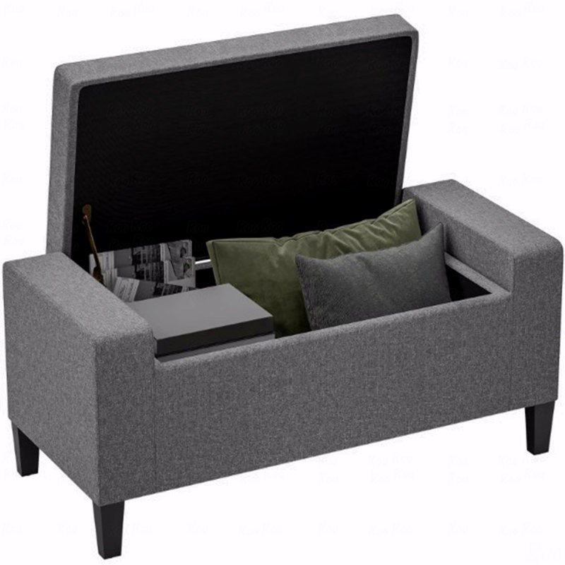 Atzel 36.25'' Tufted Rectangle Storage Ottoman,Storage Ottoman, Linen Upholstered Storage Bench with Lift Top and Button Tufted for Living Room,wood