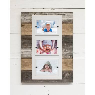 Rustic Collage Picture Frames Reclaimed Wood 3 Piece Set - White