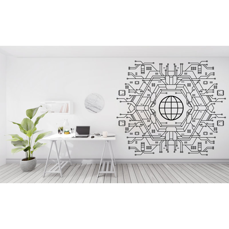 Autocollant de circuit imprimé, technologie vinyle, art mural, nom de la société, décoration de bureau, autocollant mural entreprise, bureau d'art mural