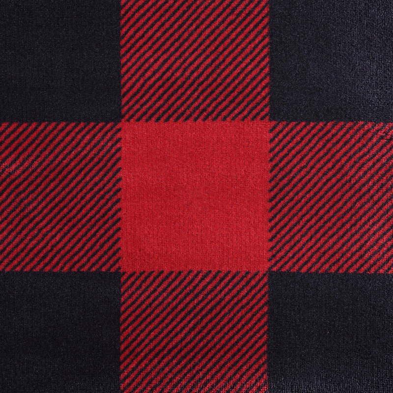 Eddie Bauer Cabin Plaid Flannel/Sherpa Throw Blanket, Red