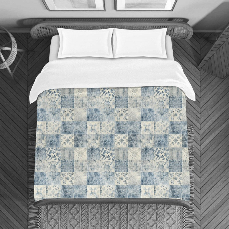 Housse de couette bleu / beige Orenthia, Housse de couette simple