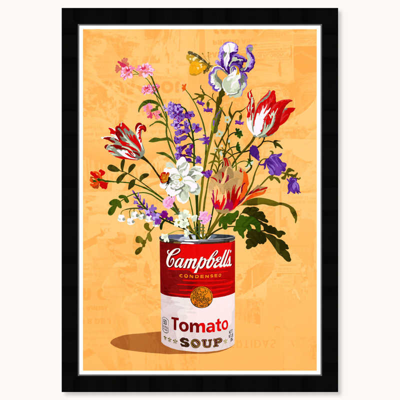 Pot de fleur floral, Cadre noir