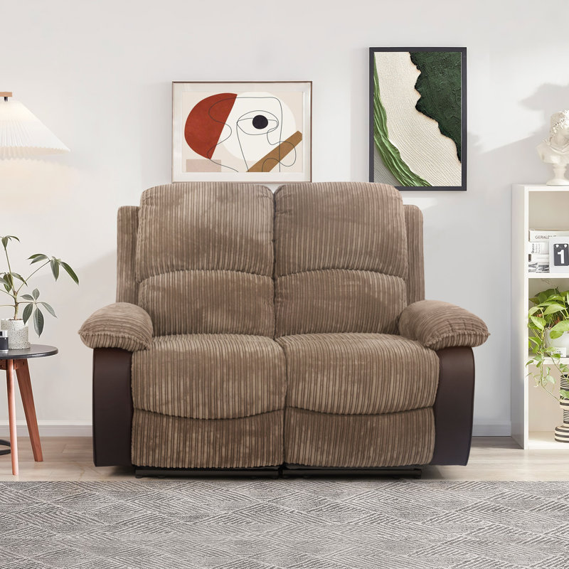 Anco 2 Seater Corduroy Reclining Sofa, Brown