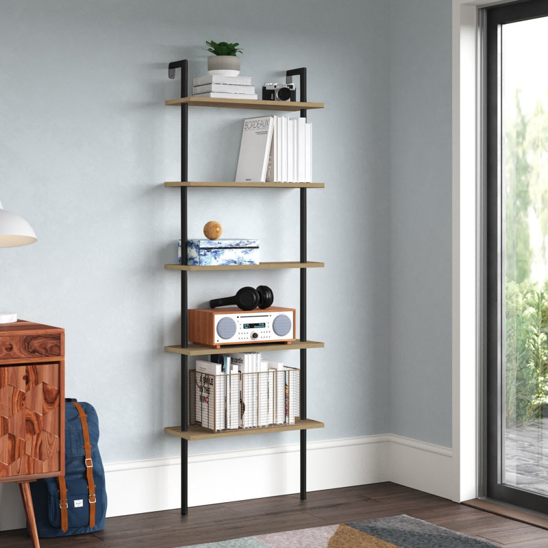 Evonna Ladder Bookcase, Walnut/Black