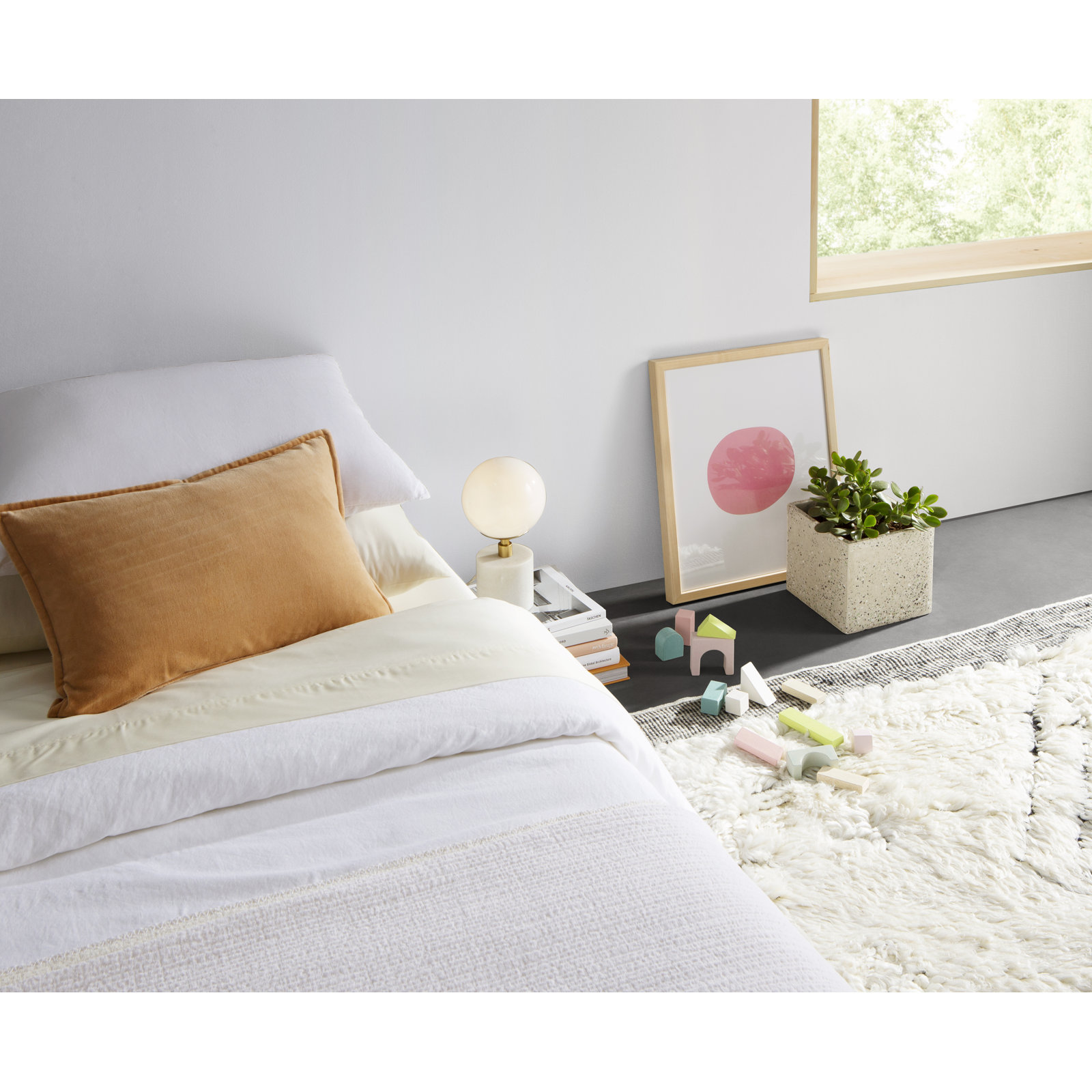 Kandice Cotton Percale Duvet Cover Set, White, Queen Duvet Cover + 2 Shams