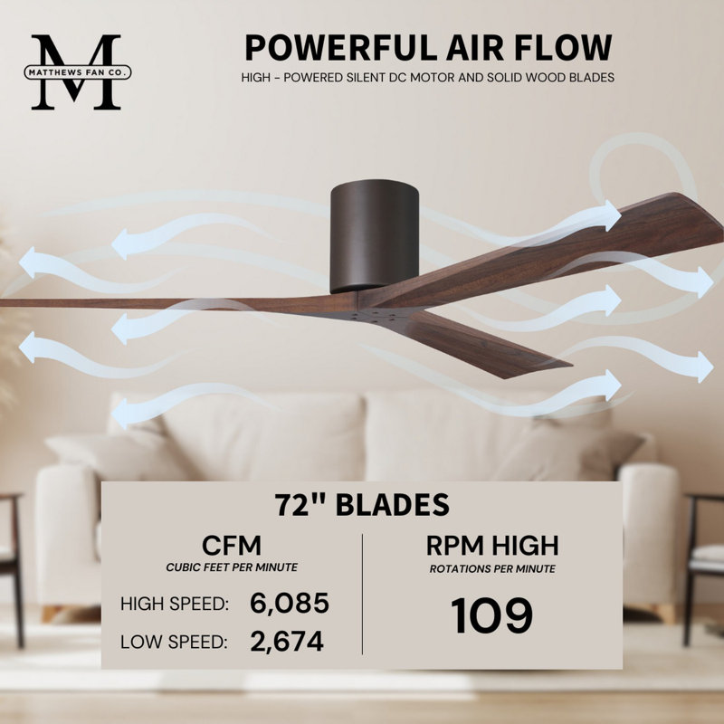Irene Ceiling Fan, Textured Bronze, Walnut Tone, 72"