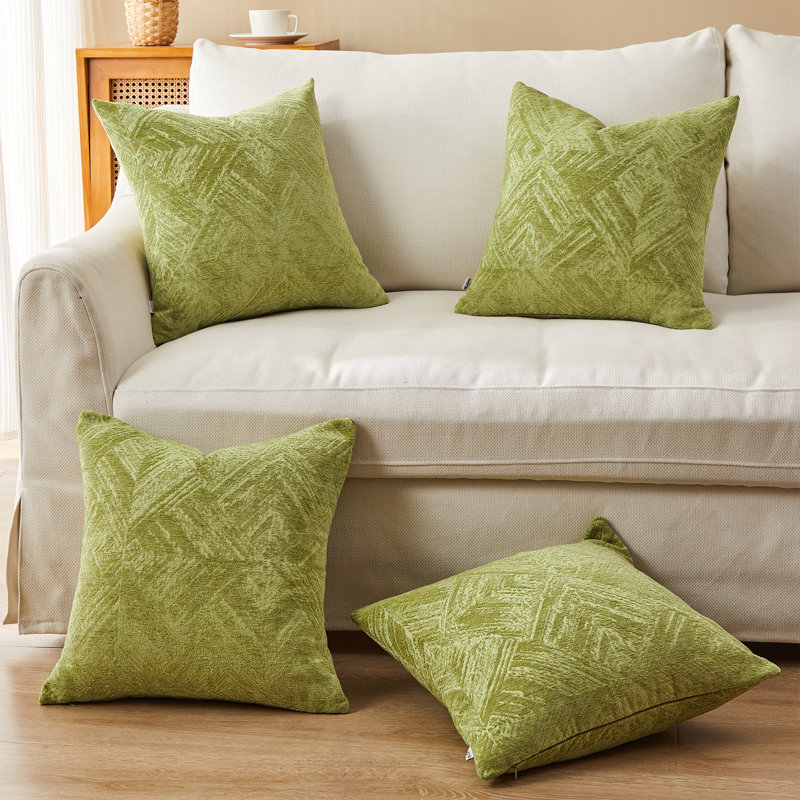 Housse de coussin en chenille , Vert, 20 po x 20 po x 1 po