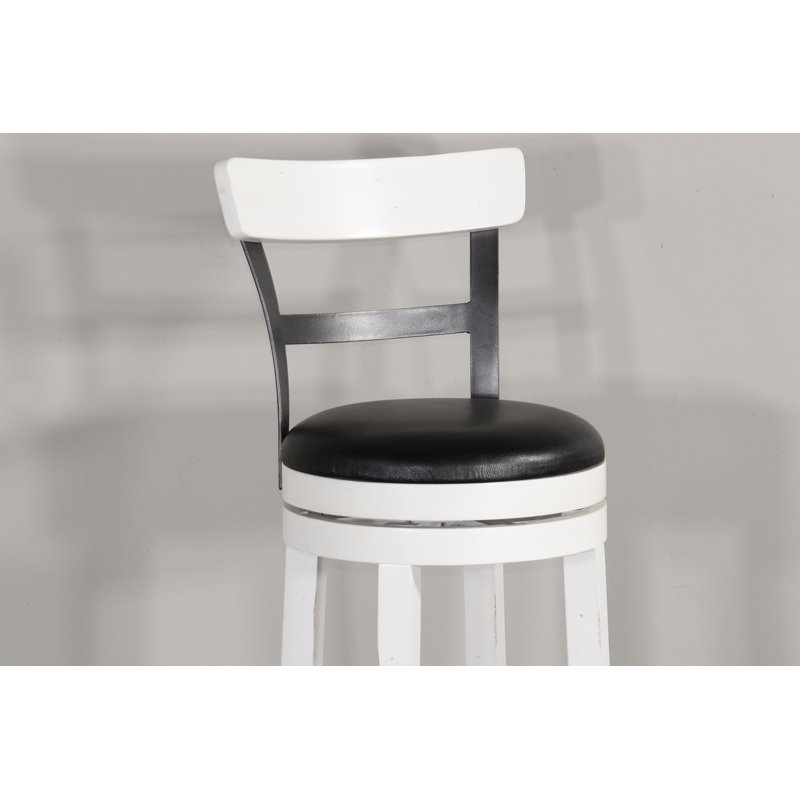 Meilani Swivel Upholstered Counter Stool, Bar Stool (30” Seat Height), Distressed White