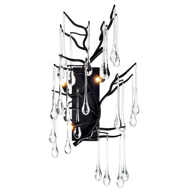 11'' Black Glam Wall Sconce for Living Room, Dining Room, Bathroom – LED Compatible 3-Light with G9 Bulb Base
