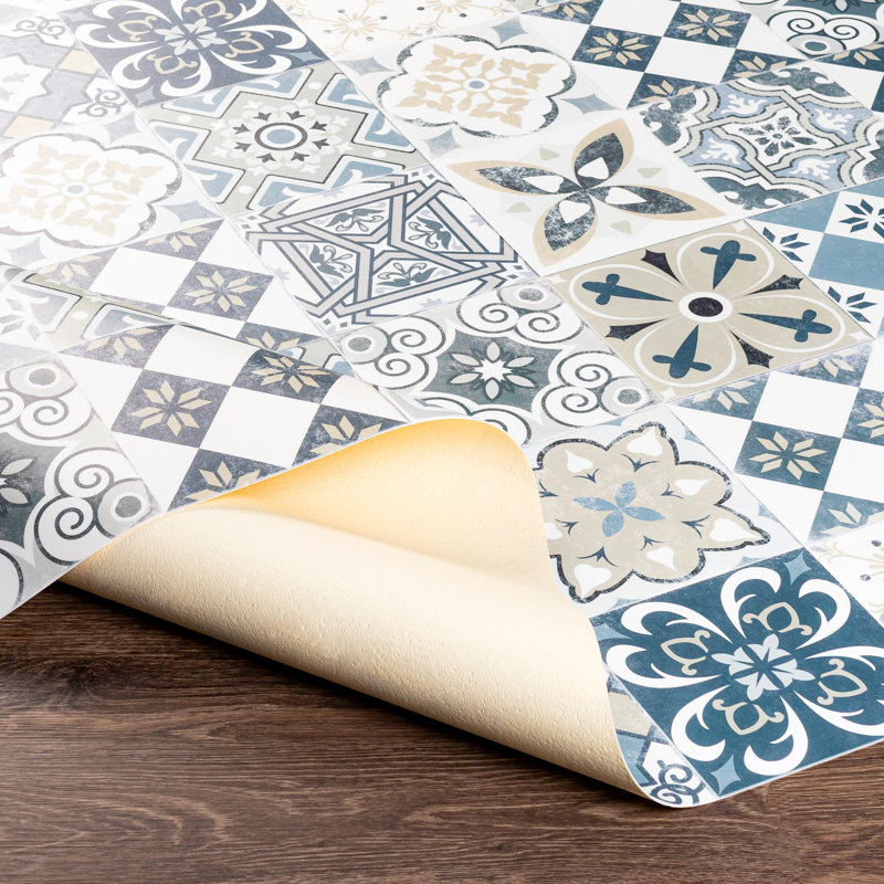 Akkar Vinyl Geometric Indoor Rug, Rectangle 6'6" x 8'2"