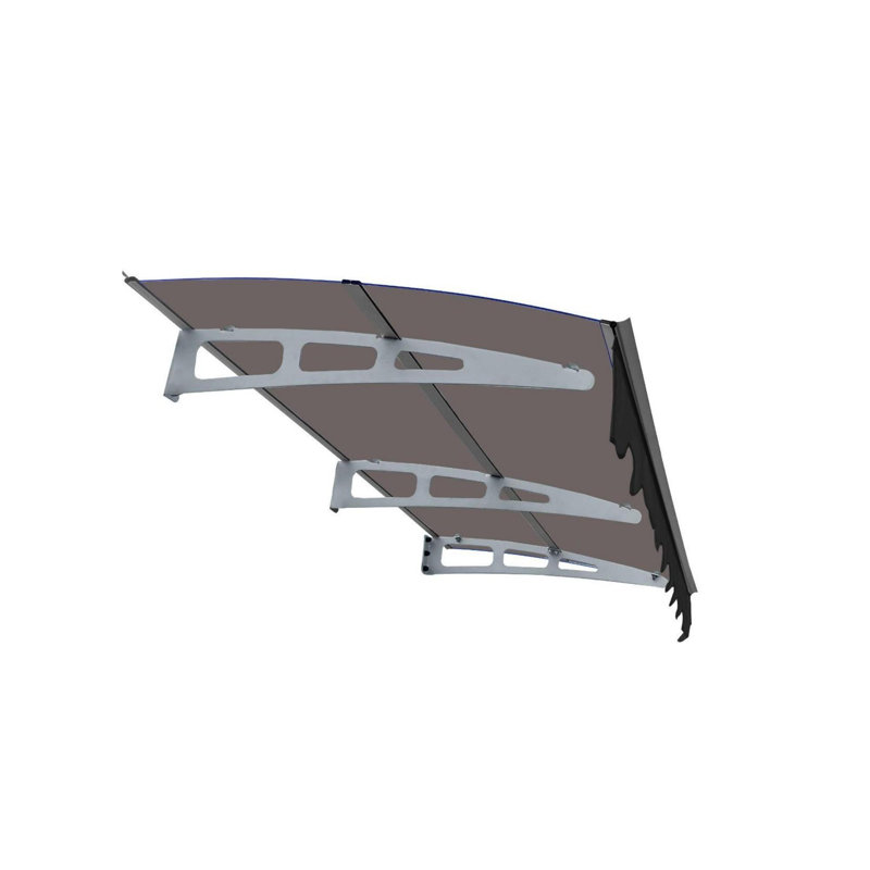 Wall-mounted window and door awnings for wooden wall rooms, 7" H x 79" W x 34" D, Gray/Brown