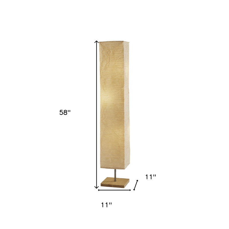 Lampe sur pied colonne 57 po Herlong, Jaune, Or