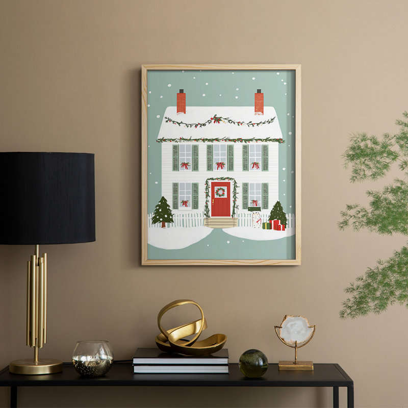 «Christmas Holiday Art XXXIV», reproduction encadrée - bois massif, H 11 po x l 9 po, Naturel