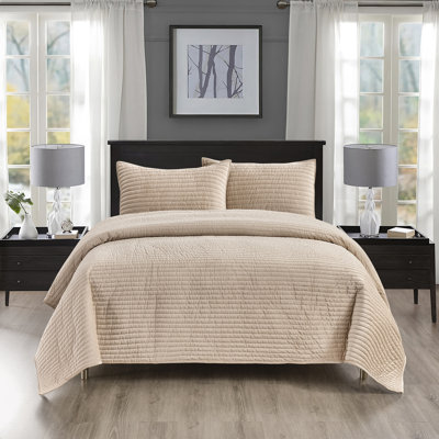 Ensemble de courtepointe en velours taupe Pointehaven