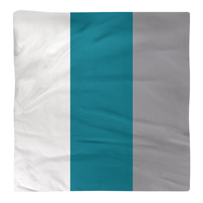 Charlotte Striped Square Napkin, 10" W x 10" L, White/Teal/Gray, Cotton Twill