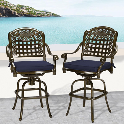 Tabouret de comptoir d'extérieur en métal 25,5 po avec coussin