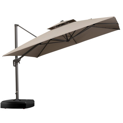 Parasol en porte-à-faux carré en tissu de 11 pi avec base à roulettes Yamari