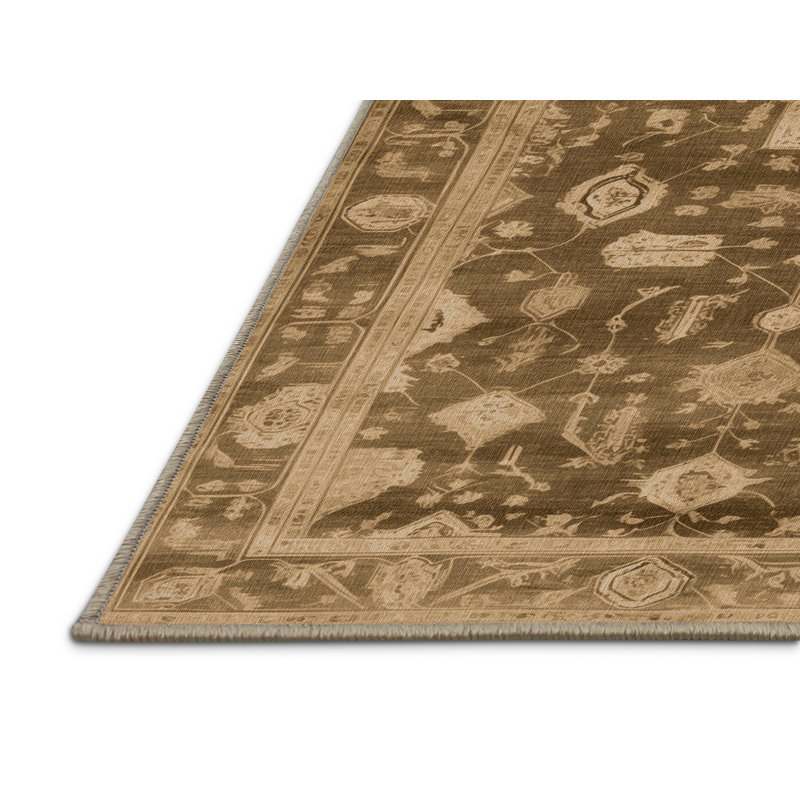 Tapis brun lavable à la machine, Carré 5 pi