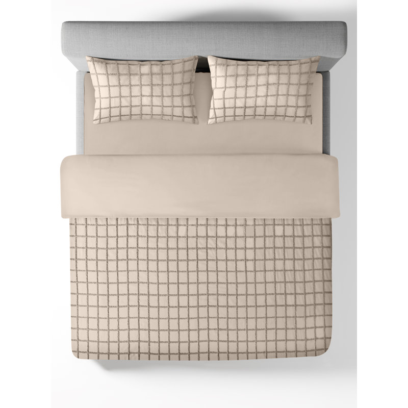 Ensemble de housse de couette en coton et coton brodé P / Kaufmann Home, Queen Duvet Cover + 2 Standard Shams